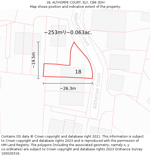 18, ALTHORPE COURT, ELY, CB6 3DH: Plot and title map