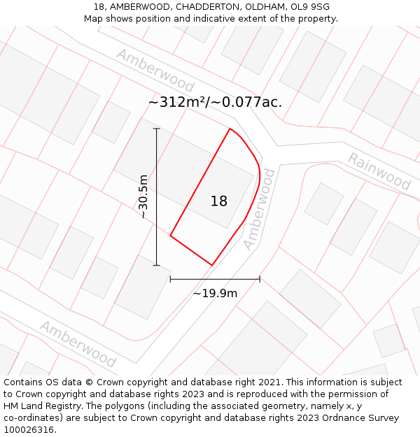 18, AMBERWOOD, CHADDERTON, OLDHAM, OL9 9SG: Plot and title map