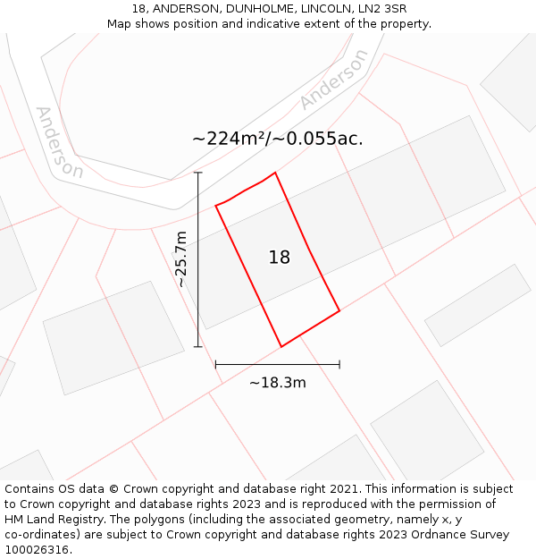 18, ANDERSON, DUNHOLME, LINCOLN, LN2 3SR: Plot and title map