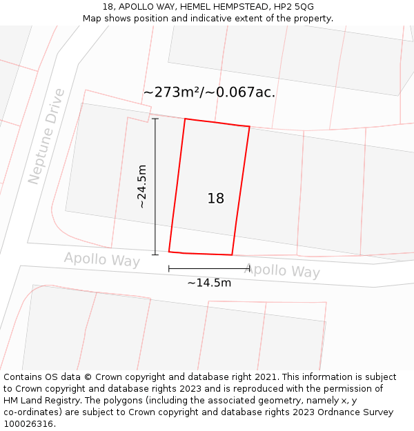 18, APOLLO WAY, HEMEL HEMPSTEAD, HP2 5QG: Plot and title map