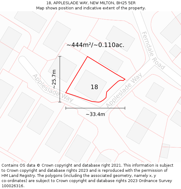 18, APPLESLADE WAY, NEW MILTON, BH25 5ER: Plot and title map