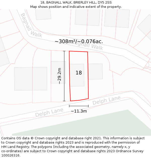 18, BAGNALL WALK, BRIERLEY HILL, DY5 2SS: Plot and title map