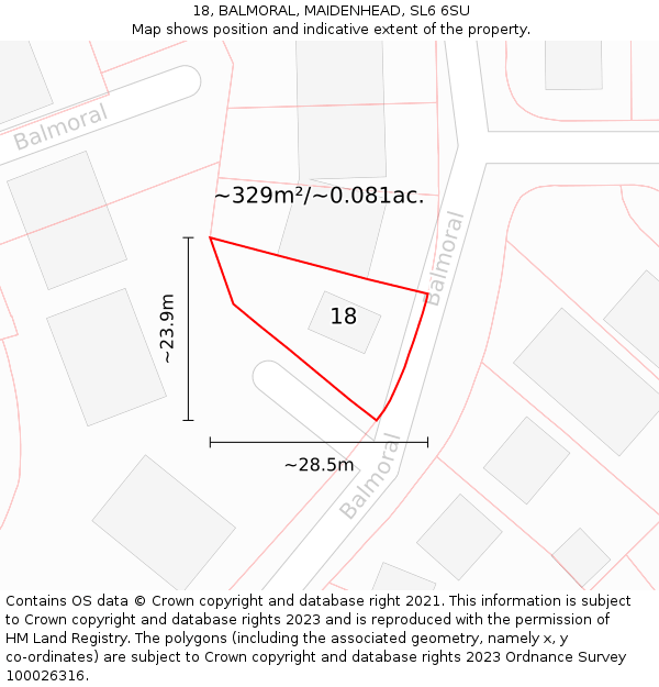 18, BALMORAL, MAIDENHEAD, SL6 6SU: Plot and title map