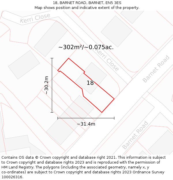 18, BARNET ROAD, BARNET, EN5 3ES: Plot and title map