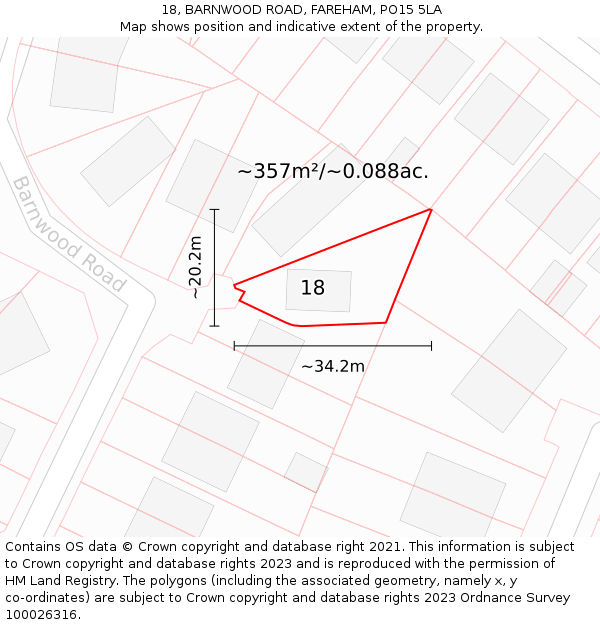 18, BARNWOOD ROAD, FAREHAM, PO15 5LA: Plot and title map