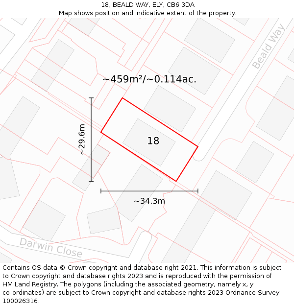 18, BEALD WAY, ELY, CB6 3DA: Plot and title map