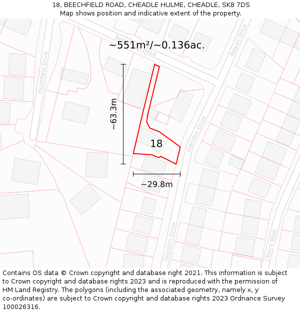 18, BEECHFIELD ROAD, CHEADLE HULME, CHEADLE, SK8 7DS: Plot and title map