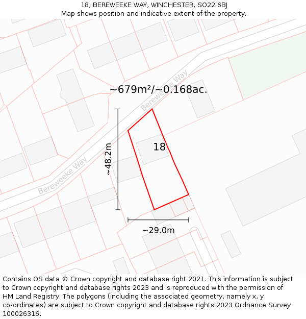18, BEREWEEKE WAY, WINCHESTER, SO22 6BJ: Plot and title map
