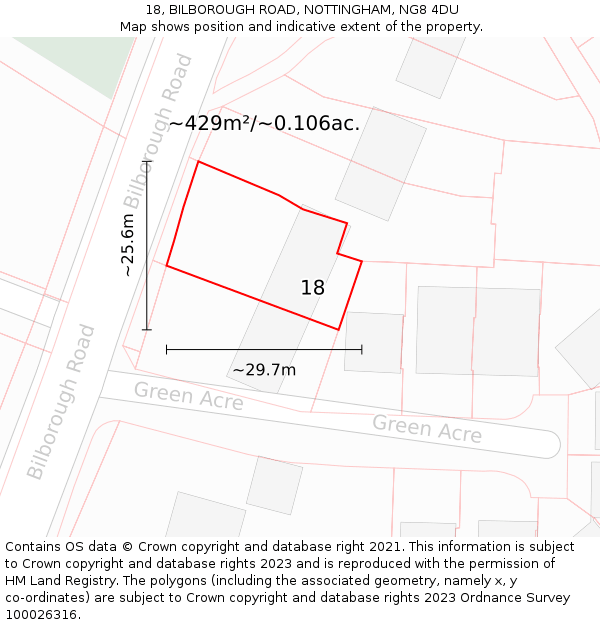 18, BILBOROUGH ROAD, NOTTINGHAM, NG8 4DU: Plot and title map