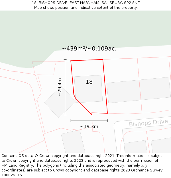 18, BISHOPS DRIVE, EAST HARNHAM, SALISBURY, SP2 8NZ: Plot and title map