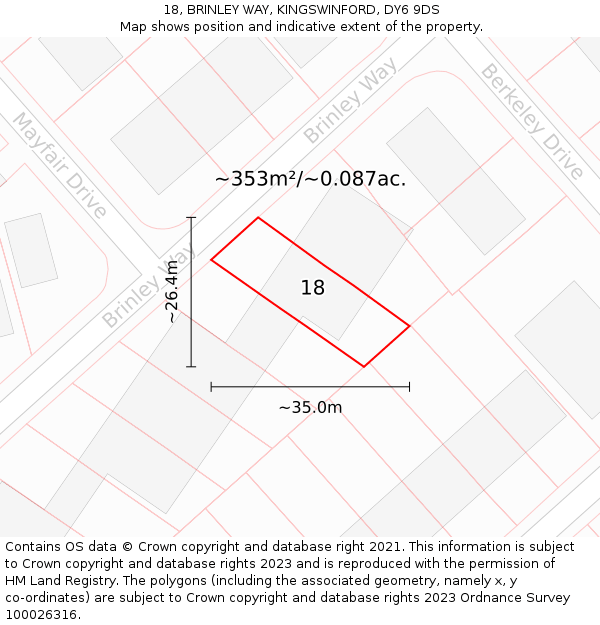 18, BRINLEY WAY, KINGSWINFORD, DY6 9DS: Plot and title map