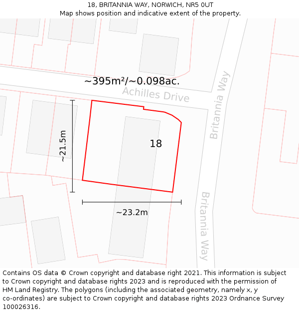 18, BRITANNIA WAY, NORWICH, NR5 0UT: Plot and title map