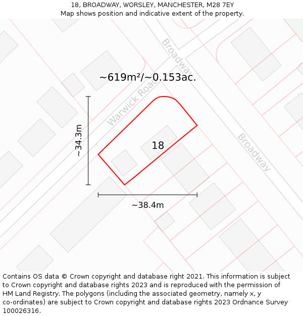 18, BROADWAY, WORSLEY, MANCHESTER, M28 7EY: Plot and title map