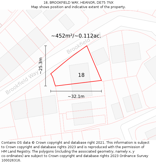 18, BROOKFIELD WAY, HEANOR, DE75 7NX: Plot and title map