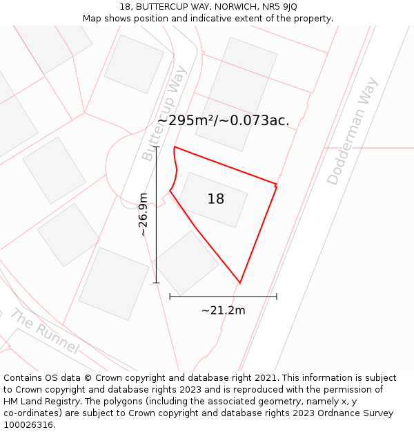 18, BUTTERCUP WAY, NORWICH, NR5 9JQ: Plot and title map