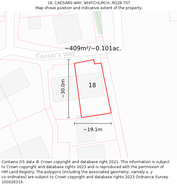 18, CAESARS WAY, WHITCHURCH, RG28 7ST: Plot and title map