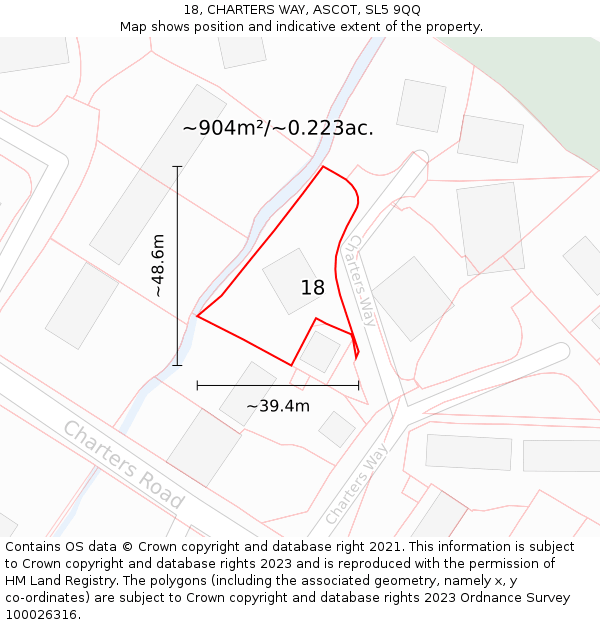 18, CHARTERS WAY, ASCOT, SL5 9QQ: Plot and title map