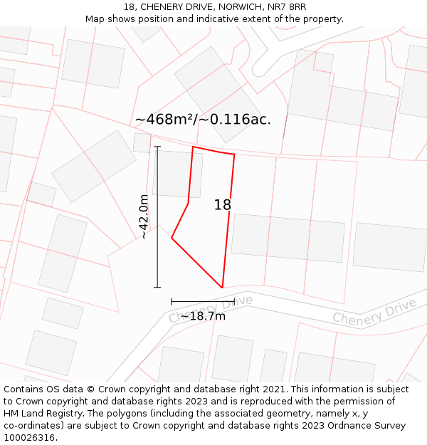 18, CHENERY DRIVE, NORWICH, NR7 8RR: Plot and title map