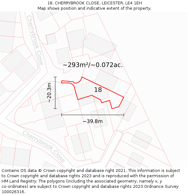 18, CHERRYBROOK CLOSE, LEICESTER, LE4 1EH: Plot and title map