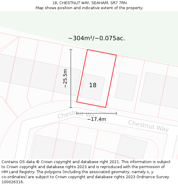 18, CHESTNUT WAY, SEAHAM, SR7 7RN: Plot and title map