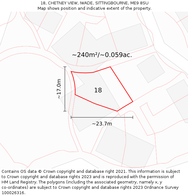 18, CHETNEY VIEW, IWADE, SITTINGBOURNE, ME9 8SU: Plot and title map