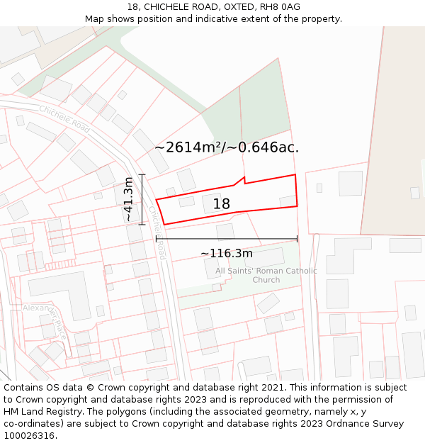 18, CHICHELE ROAD, OXTED, RH8 0AG: Plot and title map