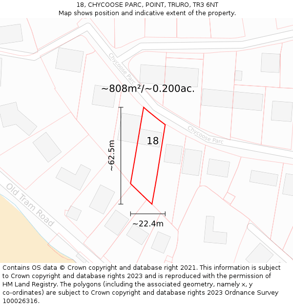 18, CHYCOOSE PARC, POINT, TRURO, TR3 6NT: Plot and title map