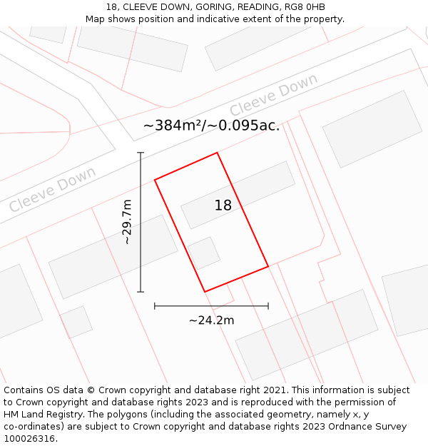 18, CLEEVE DOWN, GORING, READING, RG8 0HB: Plot and title map