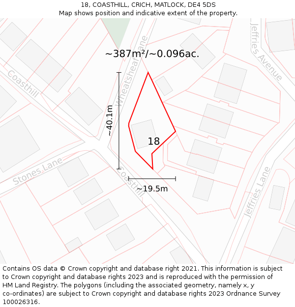 18, COASTHILL, CRICH, MATLOCK, DE4 5DS: Plot and title map