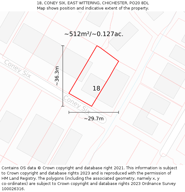 18, CONEY SIX, EAST WITTERING, CHICHESTER, PO20 8DL: Plot and title map