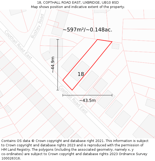 18, COPTHALL ROAD EAST, UXBRIDGE, UB10 8SD: Plot and title map