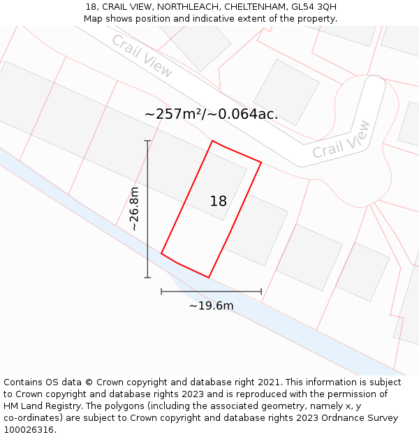 18, CRAIL VIEW, NORTHLEACH, CHELTENHAM, GL54 3QH: Plot and title map
