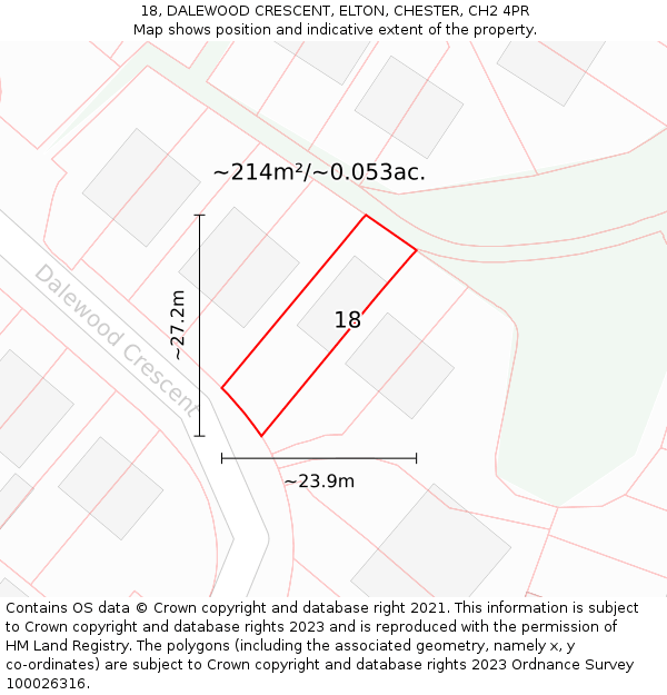 18, DALEWOOD CRESCENT, ELTON, CHESTER, CH2 4PR: Plot and title map