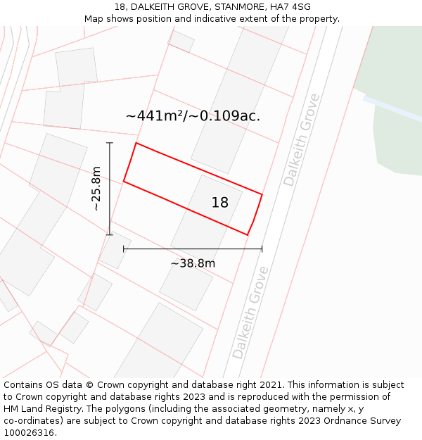 18, DALKEITH GROVE, STANMORE, HA7 4SG: Plot and title map