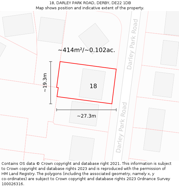 18, DARLEY PARK ROAD, DERBY, DE22 1DB: Plot and title map