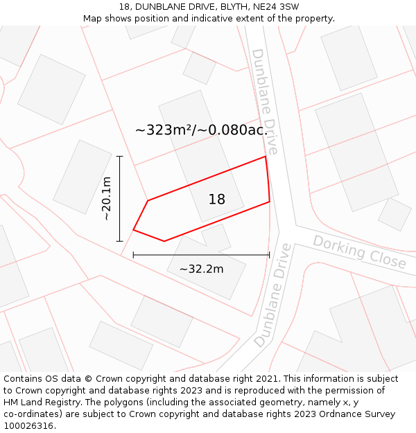 18, DUNBLANE DRIVE, BLYTH, NE24 3SW: Plot and title map