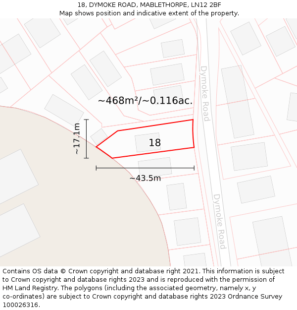 18, DYMOKE ROAD, MABLETHORPE, LN12 2BF: Plot and title map