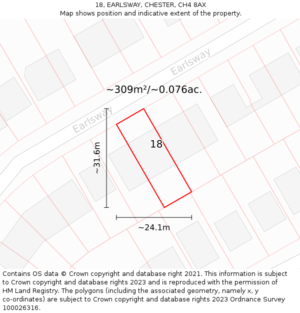 18, EARLSWAY, CHESTER, CH4 8AX: Plot and title map