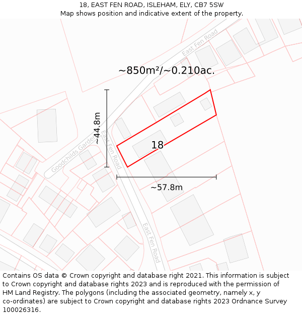 18, EAST FEN ROAD, ISLEHAM, ELY, CB7 5SW: Plot and title map