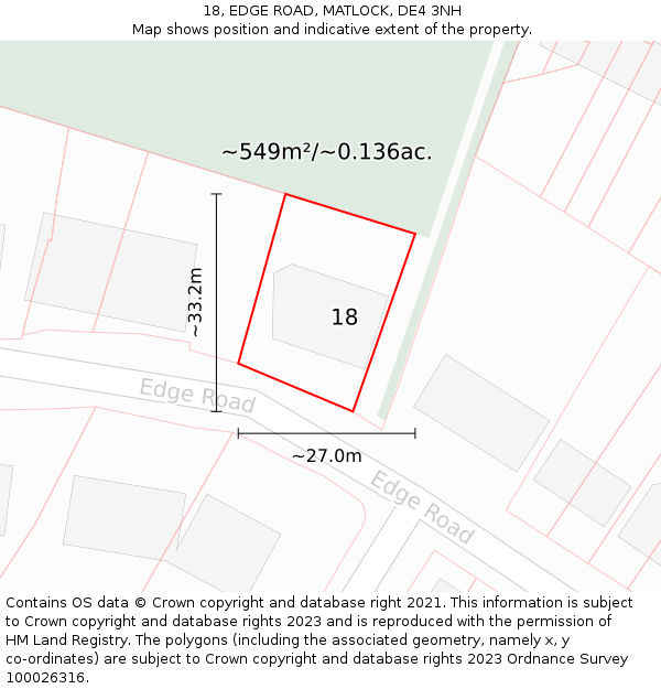 18, EDGE ROAD, MATLOCK, DE4 3NH: Plot and title map