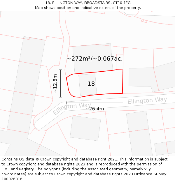 18, ELLINGTON WAY, BROADSTAIRS, CT10 1FG: Plot and title map