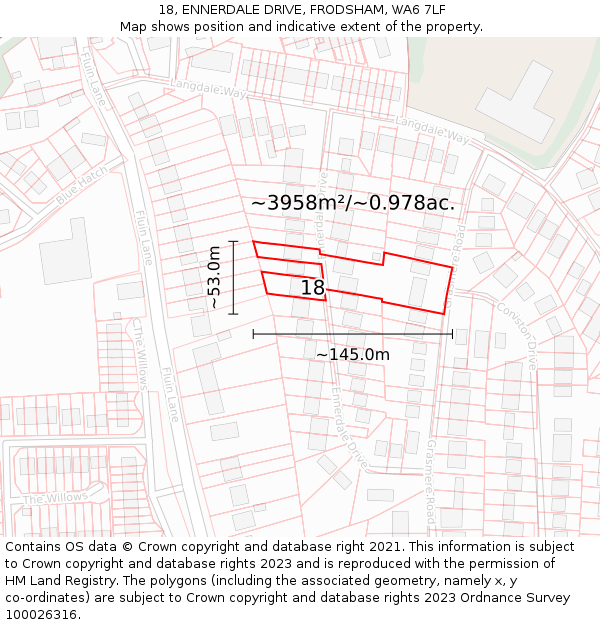 18, ENNERDALE DRIVE, FRODSHAM, WA6 7LF: Plot and title map