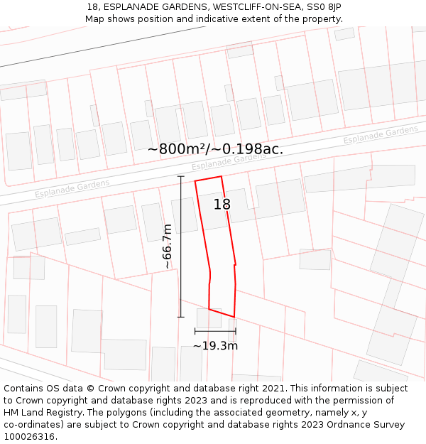 18, ESPLANADE GARDENS, WESTCLIFF-ON-SEA, SS0 8JP: Plot and title map