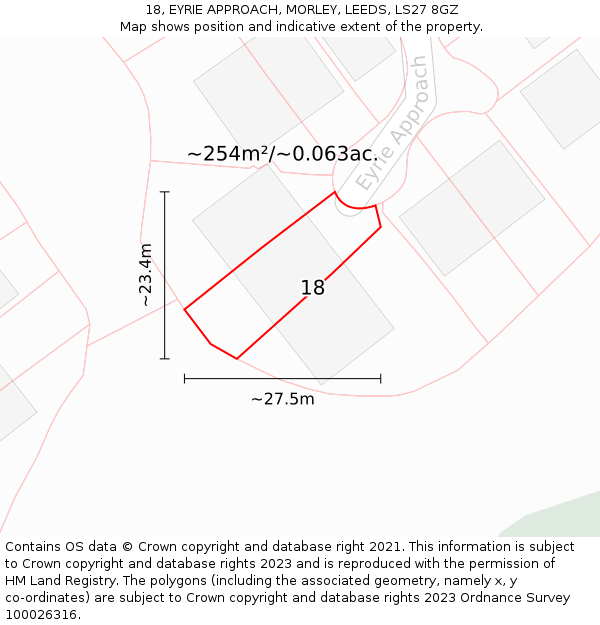 18, EYRIE APPROACH, MORLEY, LEEDS, LS27 8GZ: Plot and title map
