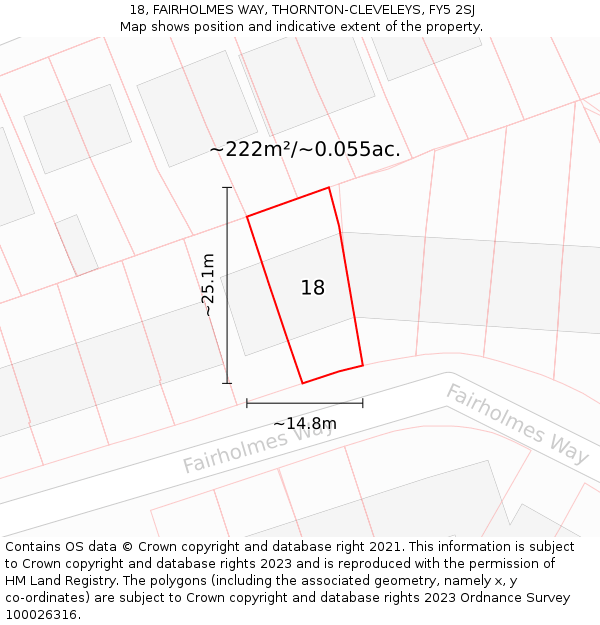 18, FAIRHOLMES WAY, THORNTON-CLEVELEYS, FY5 2SJ: Plot and title map