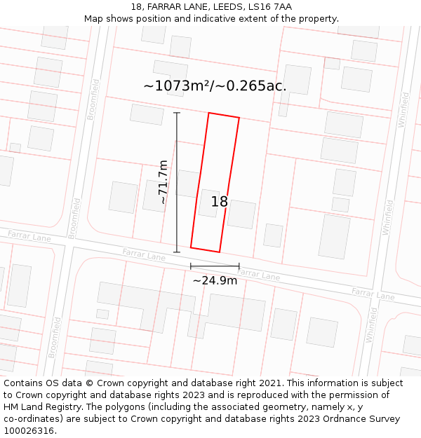 18, FARRAR LANE, LEEDS, LS16 7AA: Plot and title map