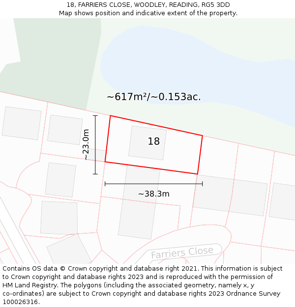 18, FARRIERS CLOSE, WOODLEY, READING, RG5 3DD: Plot and title map