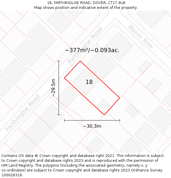 18, FARTHINGLOE ROAD, DOVER, CT17 9LB: Plot and title map