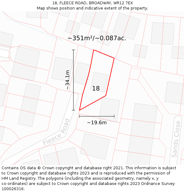 18, FLEECE ROAD, BROADWAY, WR12 7EX: Plot and title map