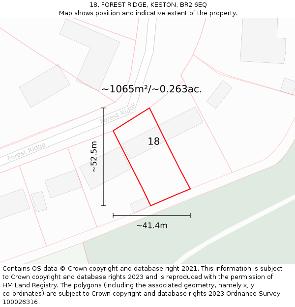 18, FOREST RIDGE, KESTON, BR2 6EQ: Plot and title map